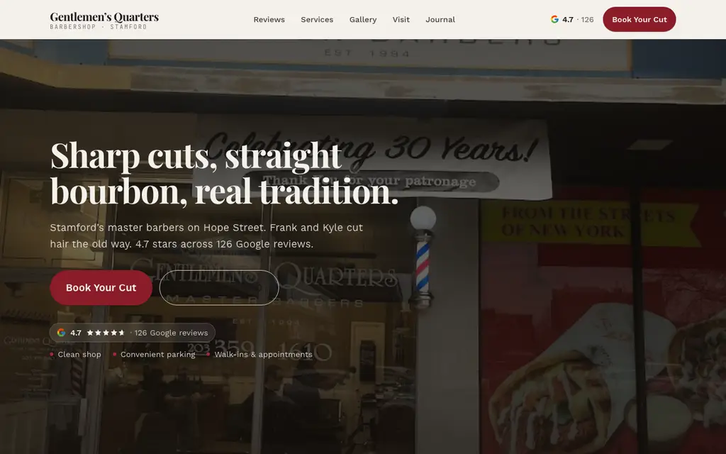 Gentlemen's Quarters website, live